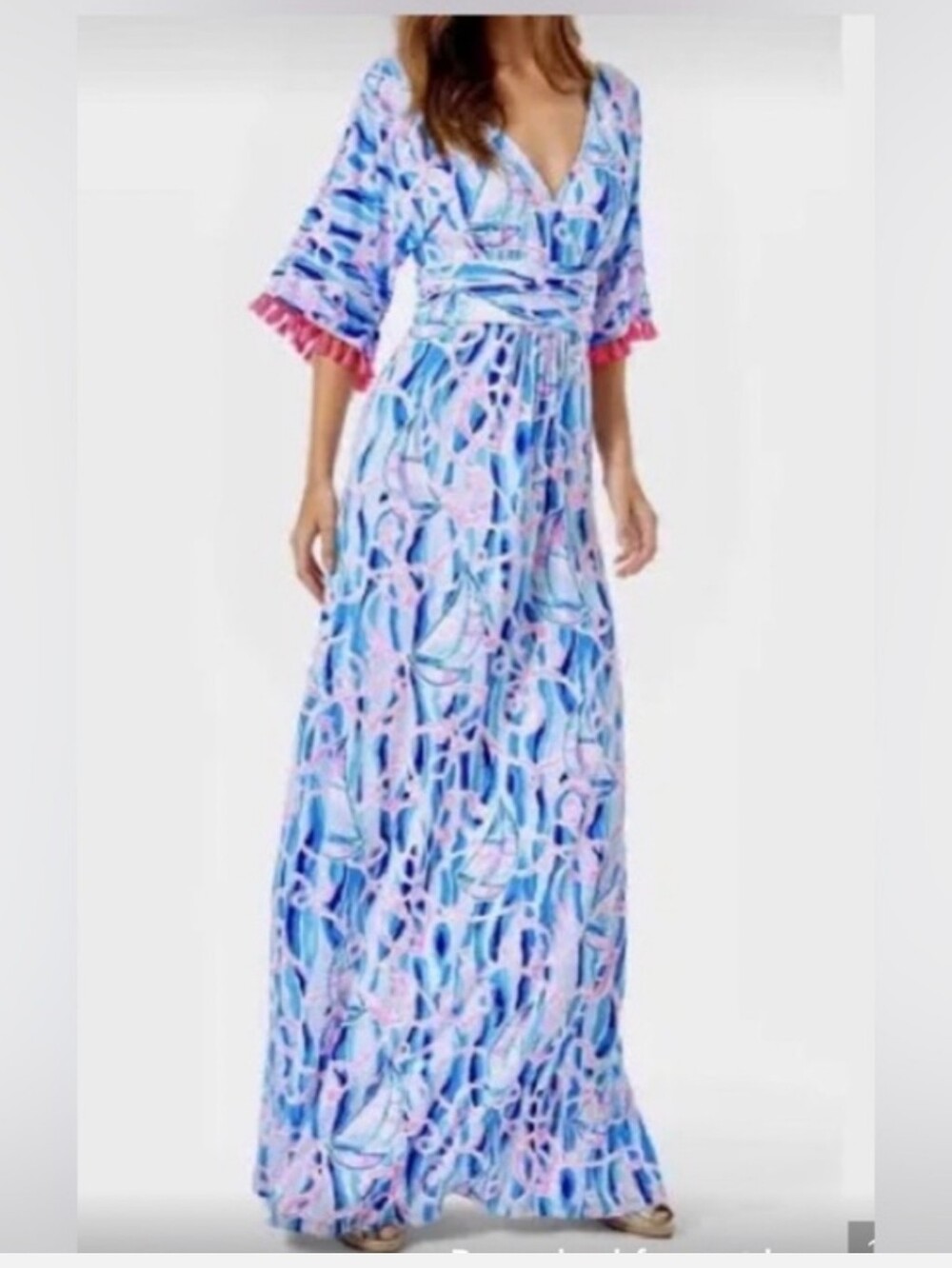 Lily Pulitzer Blue & Pink Printed Maxi Skirt